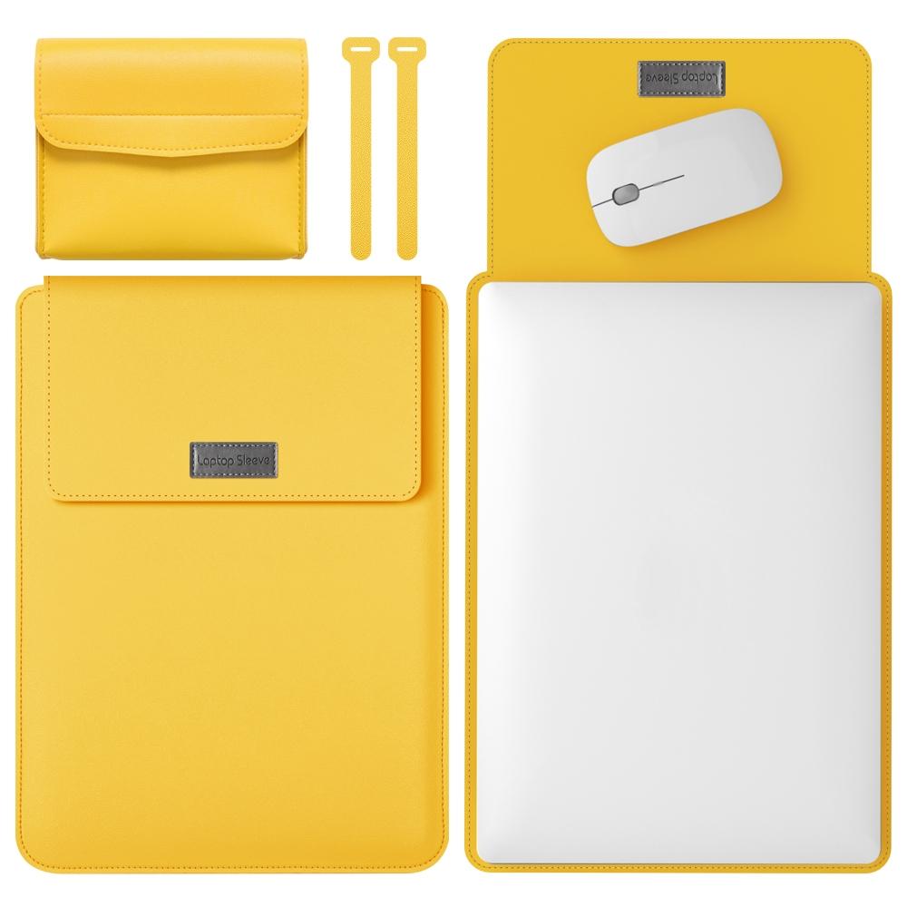 V562-A303402300ADE-202504022045-00 Lightweight Leather Computer Bag - 4-in-1 Portable - Fits 15.4 / 15.6 / 16.1 Inches - Yellow - Image 1