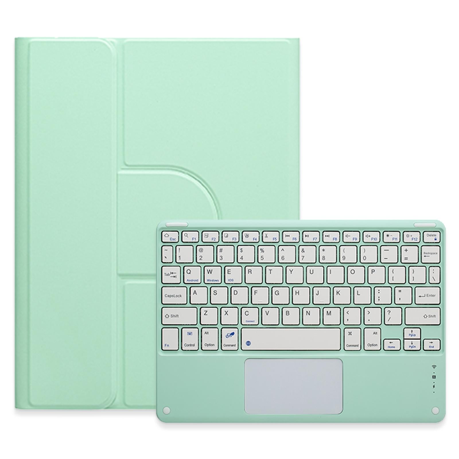 V562-A309430500ADE-202504291945-00 360 Degree Rotatable Bluetooth Keyboard Leather Case With Touchpad - Square Button - Mint Green - For Ipad 10Th Gen 10.9 2022 - Image 1