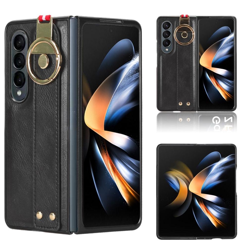 V562-A404419400ADE-202504292100-00 For Samsung Galaxy z Fold4 5G Leather Wristband Phone Case - Back Cover - Black - Image 1