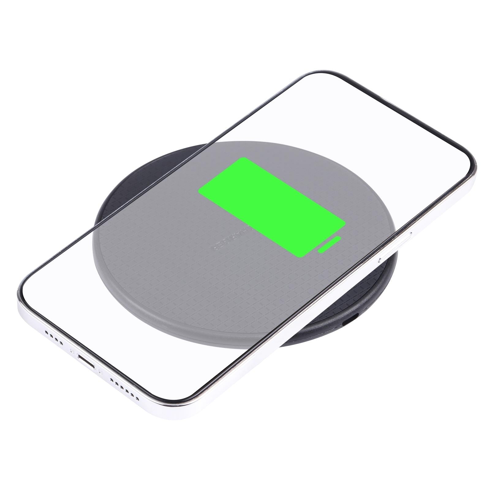 V562-B1001G8PI-202504211911-00 10W Plaid Pattern Round Wireless Charger - Black - Image 1