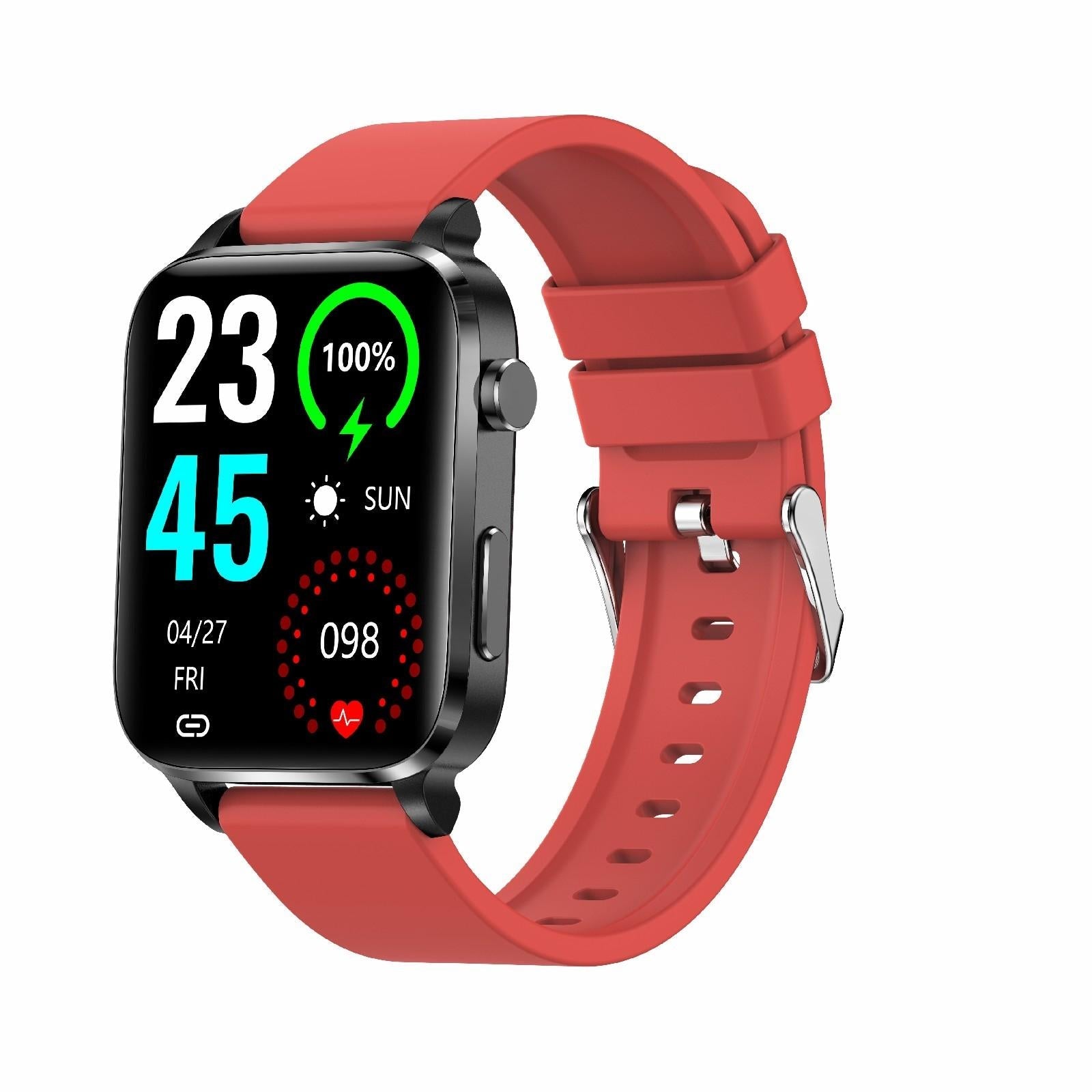 V562-B100838300ADE-202504251948-00 1.7 Inch Hd Square Screen Tpu Strap Smart Watch Supports Body Temperature Monitoring / Blood Oxygen Monitoring - Red - Image 1