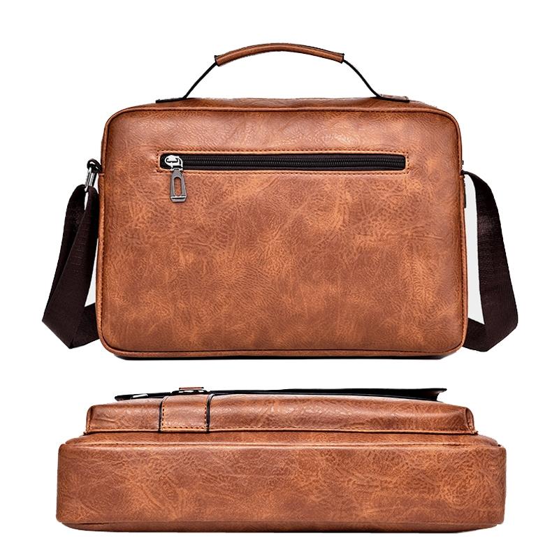 V562-B1009193060DBT-202502281831-00 Leather Men Shoulder Bag Business Laptop Case Retro Design - Light Brown - Image 1