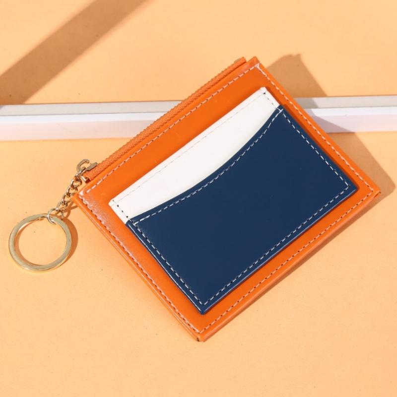 V562-B1010175950DBT-202503280300-00 Portable Simple Card Holder Coin Purse With Keychain Unisex Pu Wallet - Orange - Image 1