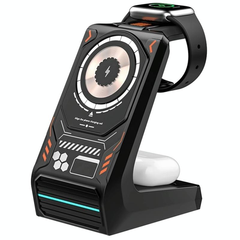 V562-B102275200AYS-202504211921-00 3 In 1 Wireless Charger For Mobile Phone And Earphones - Black - Image 1