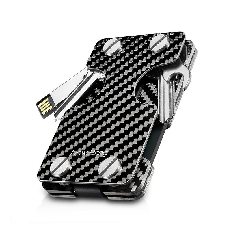 V562-B1034477850DBT-202503280306-00 Multifunctional Edc Wallet For Keys & U Disk New Bring Metal Card Holder - Carbon Fiber - Image 1