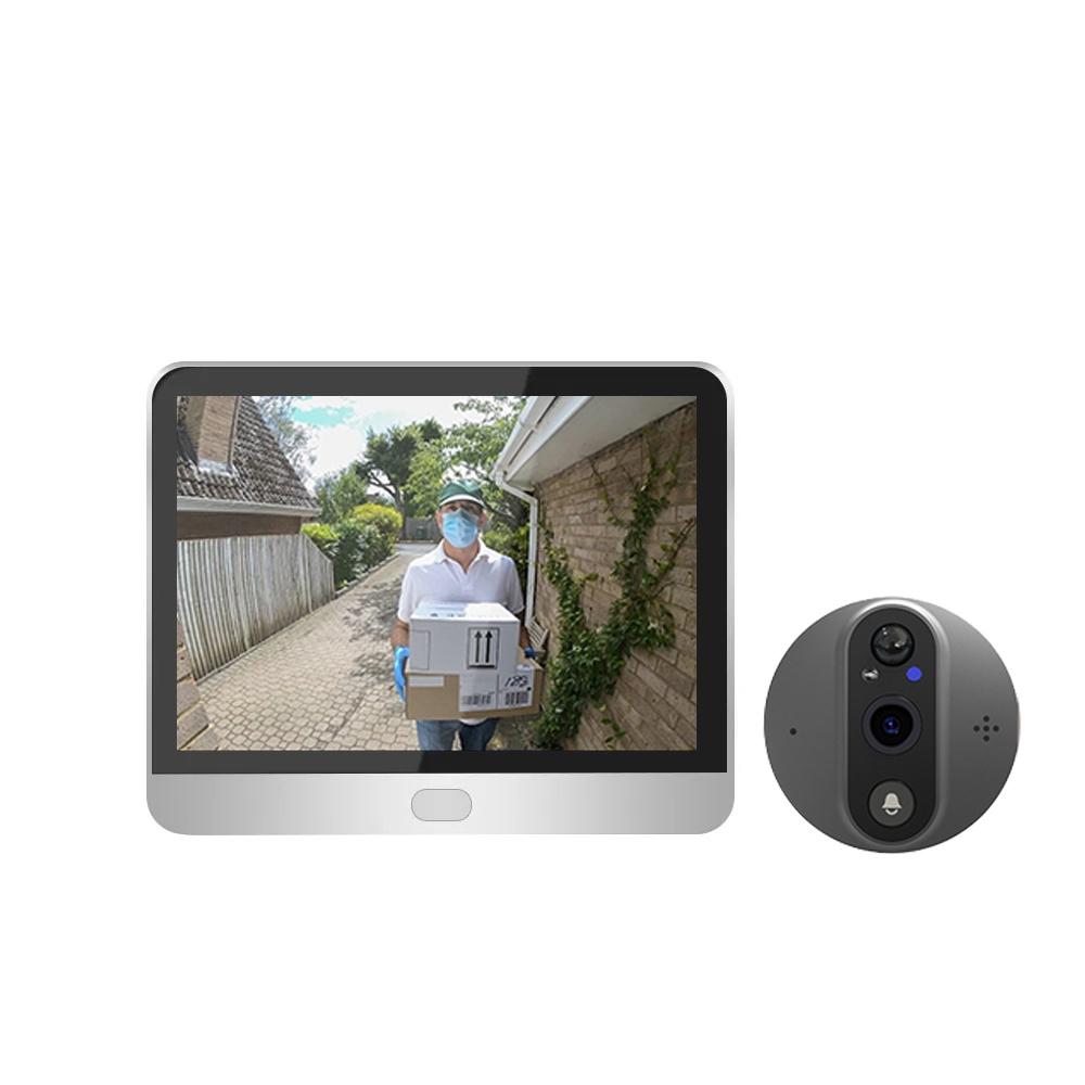 V562-B103666600ADE-202503042005-00 4.3 Inch Colour Screen Graffiti Hidden 1080P Wifi Smart Cat Eye Video Doorbell - White - Image 1