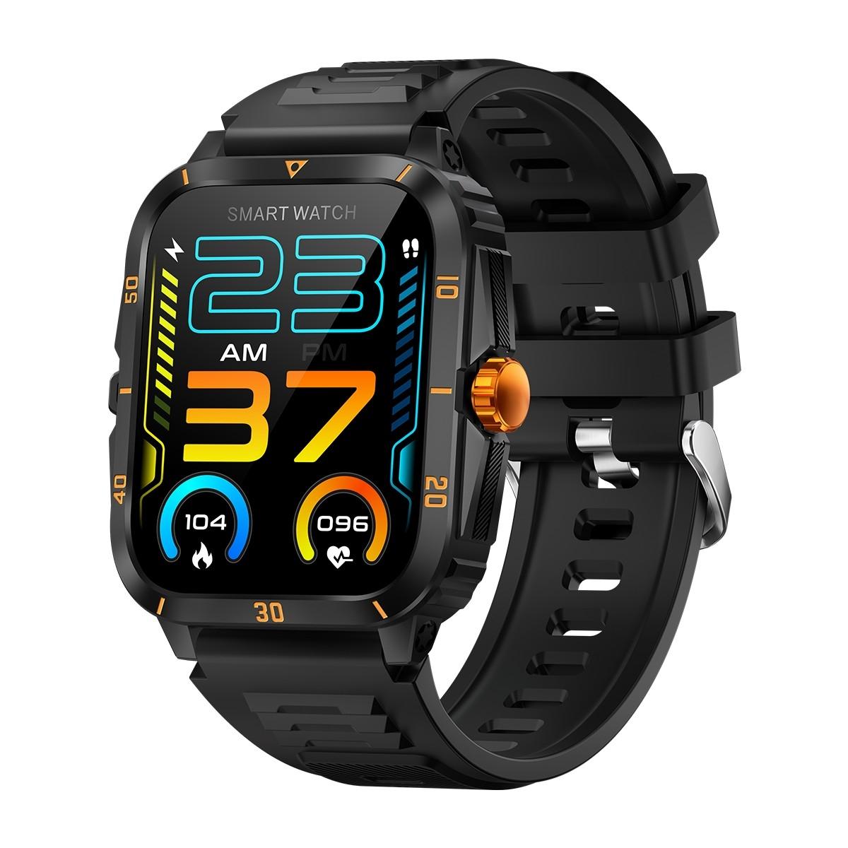 V562-B104031600ADE-202504252016-00 1.96 Inch Hd Square Screen Rugged Smart Watch Supports Bluetooth Calls / Sleep Monitoring / Blood Oxygen Monitoring - Black + Gold - Image 1