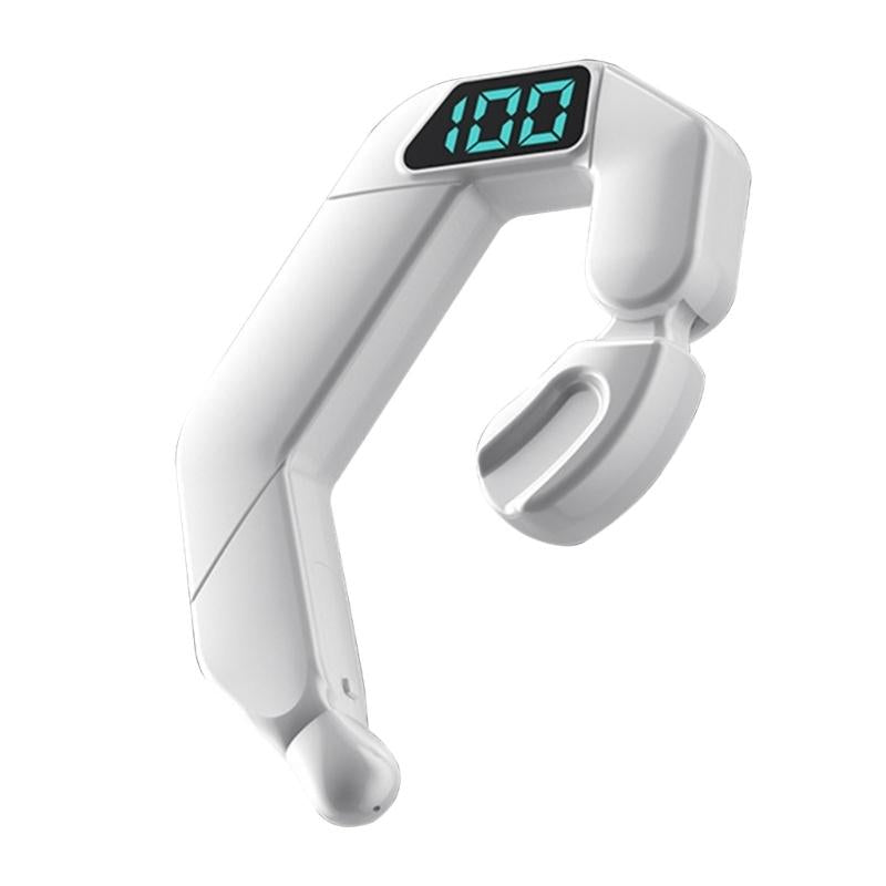 V562-B1044423060DBT-202505231807-00 Digital Display Bone Conduction Bluetooth Headset - Sporty Design - White - Image 1