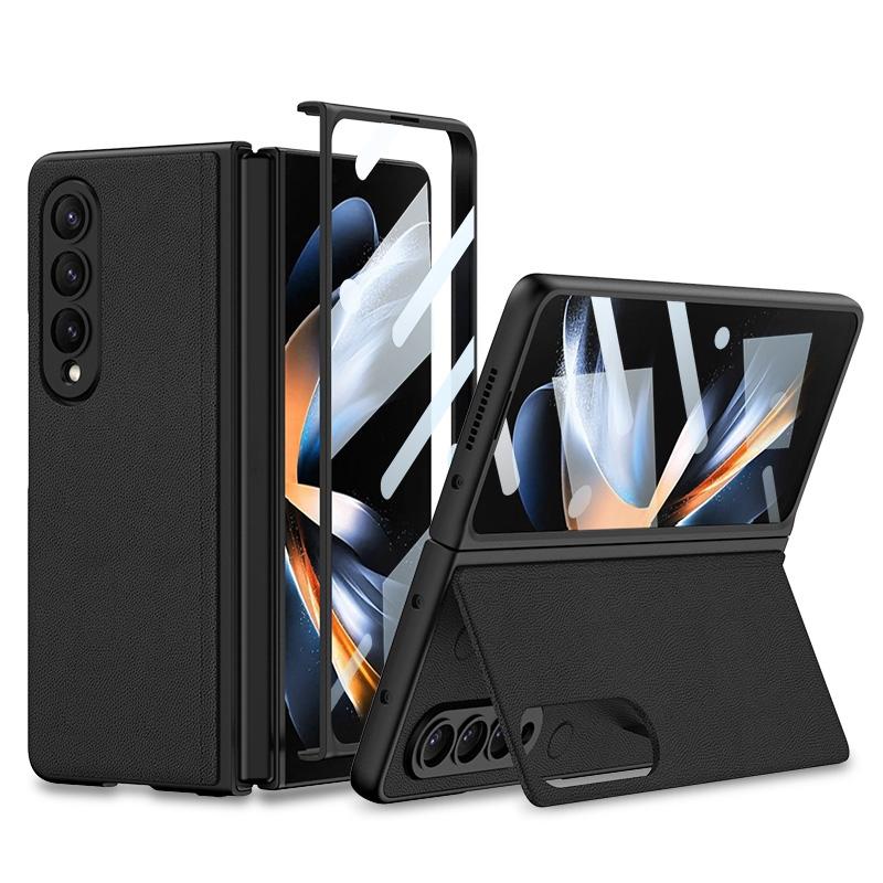 V562-B104947300ADE-202503211506-00 For Samsung Galaxy Z Fold4 5G Foldable Leather Case With Stand - Ultra Thin - Black - Image 1