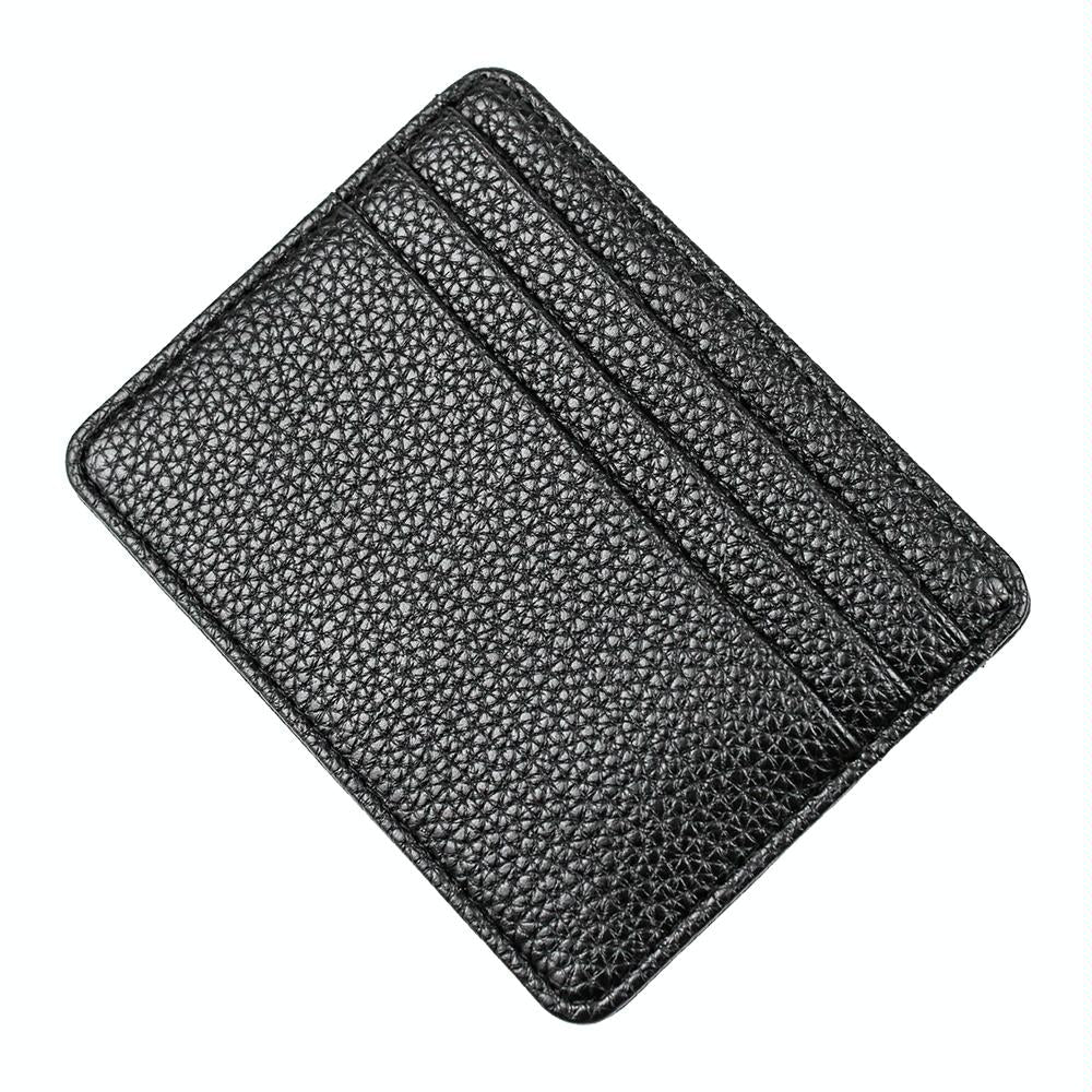 V562-B1053074060DBT-202503280236-00 Lychee Pattern Mini Card Holder Multi Card Slots Ultra Thin Coin Purse - Black - Image 1