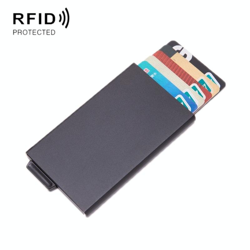 V562-B1053912750DBT-202505291711-00 Automatic Eject Rfid Blocking Aluminum Card Wallet - Black - Image 1