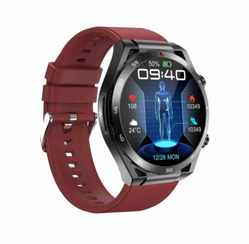V562-B105878400ADE-202504251937-00 1.39 Inch Ip67 Waterproof Silicone Band Smart Watch Support Ecg / Non-Invasive Blood Glucose Measurement - Red - Image 1