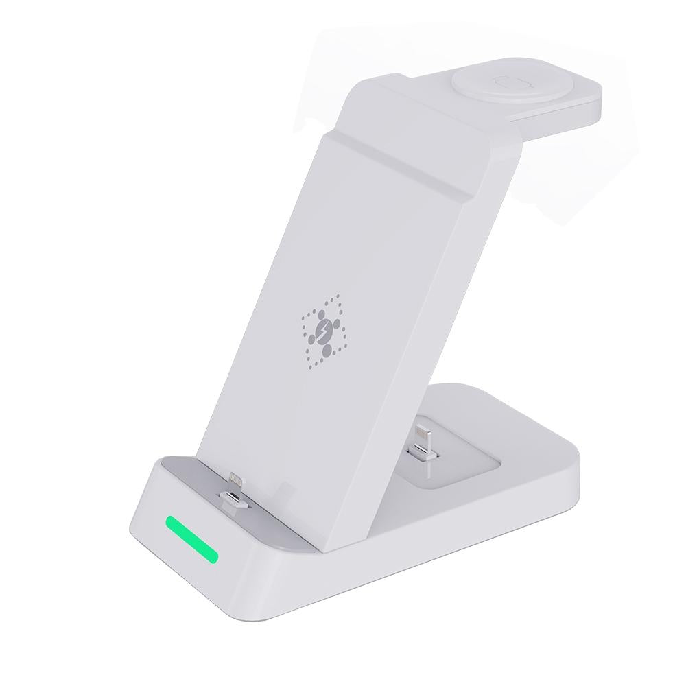 V562-B106122200AYS-202504211911-00 18W 3 In 1 Wireless Charger Stand For Iphone & Apple Watch - White - Image 1