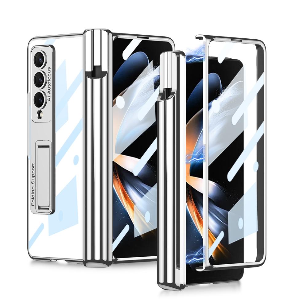 V562-B106190400ADE-202505291321-00 For Samsung Galaxy Z Fold4 5G Shockproof Magnetic Case With Pen Slots - Silver - Image 1