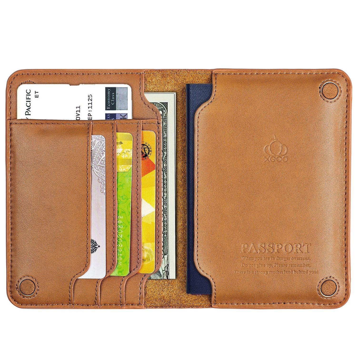V562-B1062222060DBT-202503280306-00 Cowhide Passport Wallet Multifunctional Card Holder Brown - Image 1