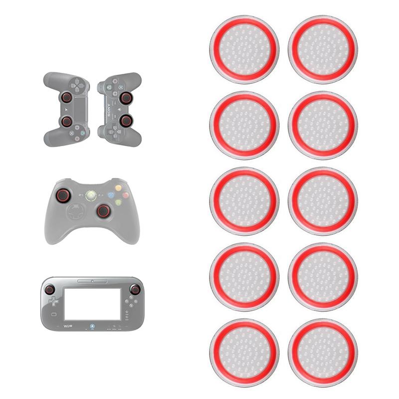 V562-B1067362060DBT-202504182007-00 10-piece Luminous Gamepad Button Caps for Ps5 / Ps4 / Ps3 / Xbox one / 360 / Pro / Series x / s - Transparent Red Circle - Image 1