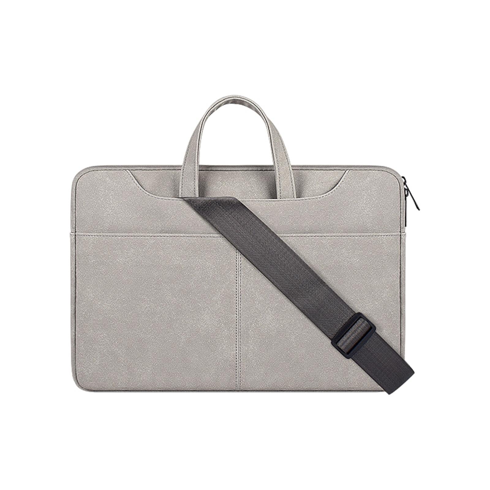 V562-B107197100ADE-202502281940-00 13.3 Inch Detachable Shoulder Laptop Bag - Frosted Pu Business - Light Gray - Image 1
