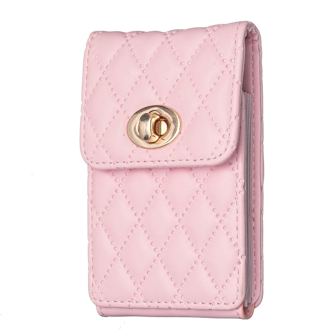 V562-B107339400ADE-202503281915-00 Vertical Card Bag With Metal Buckle For Mobile Phones - Pink - Image 1