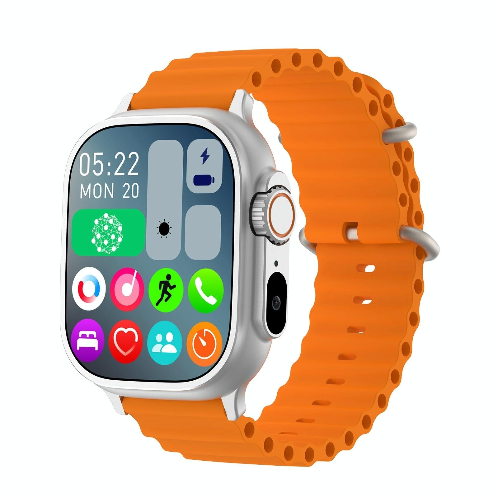 V562-B107371700ADE-202504251942-00 2.01 Inch Bluetooth Call Smart Watch Support Heart Rate / Blood Oxygen - Silver Orange - Image 1
