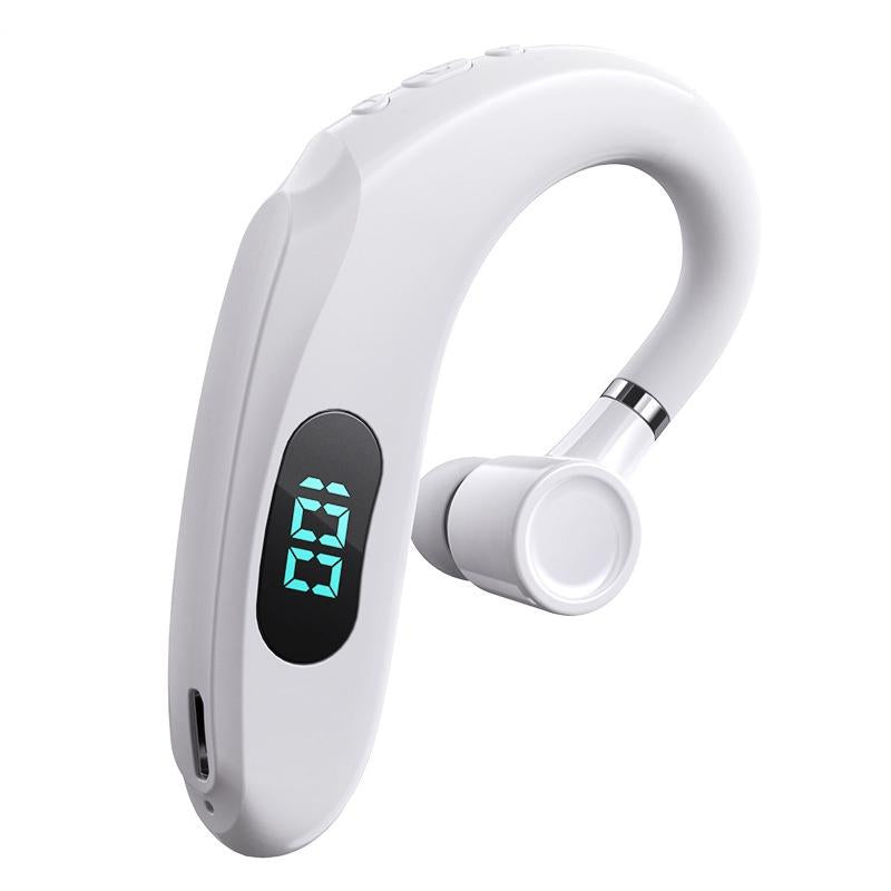 V562-B1077161060DBT-202505261806-00 Wireless Bluetooth Earhook Earphones with Digital Display - Business Sports - White - Image 1