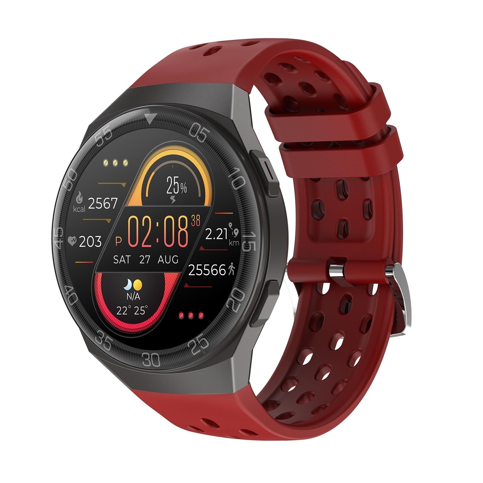 V562-B107849100ADE-202504251943-00 1.28 Inch Ips Screen Bluetooth 5.0 Ip67 Waterproof Smart Watch Support Sleep Monitor / Multi-Sports Mode / Heart Rate Monitor / Blood Pressure Monitoring - Red - Image 1
