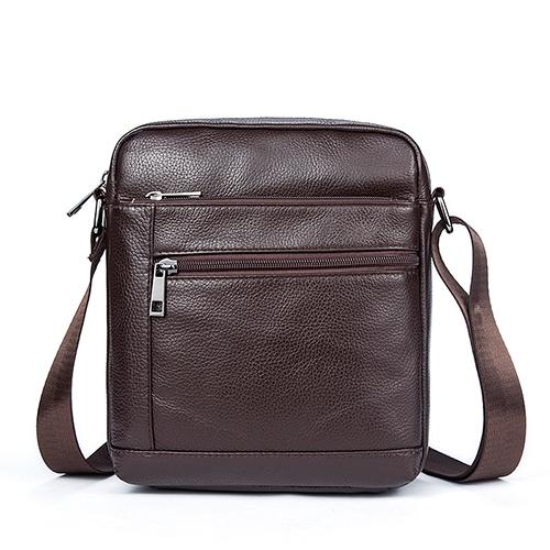 V562-B107895150DBT-202503032025-00 Men Cowhide Leather Crossbody Bag Vertical Shoulder Business Bag Coffee - Image 1