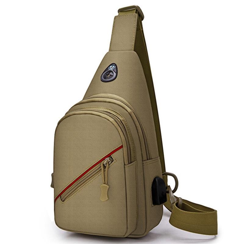 V562-B108045150DBT-202503041241-00 Men Oxford Cloth Crossbody Chest Bag Outdoor Leisure Single Shoulder Bag - Brown - Image 1