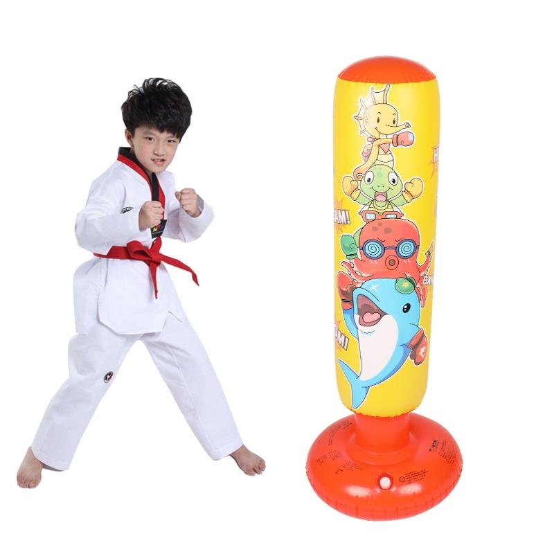 V562-B1082826650DBT-202503072135-00 Children'S Inflatable Vertical Boxing Column - Cartoon Underwater Animal Pattern - 1.25M Height - Yellow - Image 1