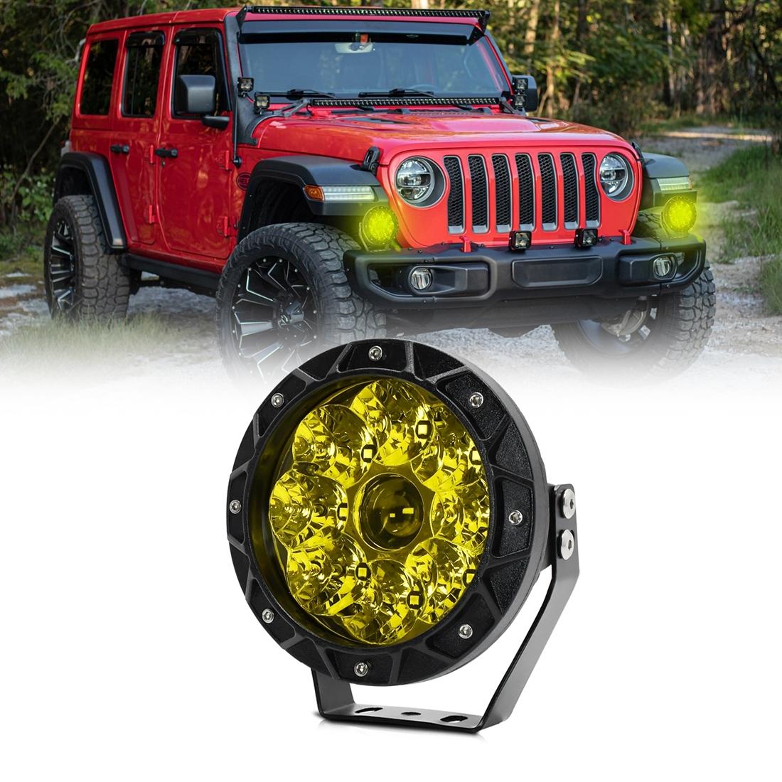 V562-B108920600ADE-202503051941-00 38W 4000Lm / 6000K Off - Road Vehicle Round Work Light - Yellow - Image 1