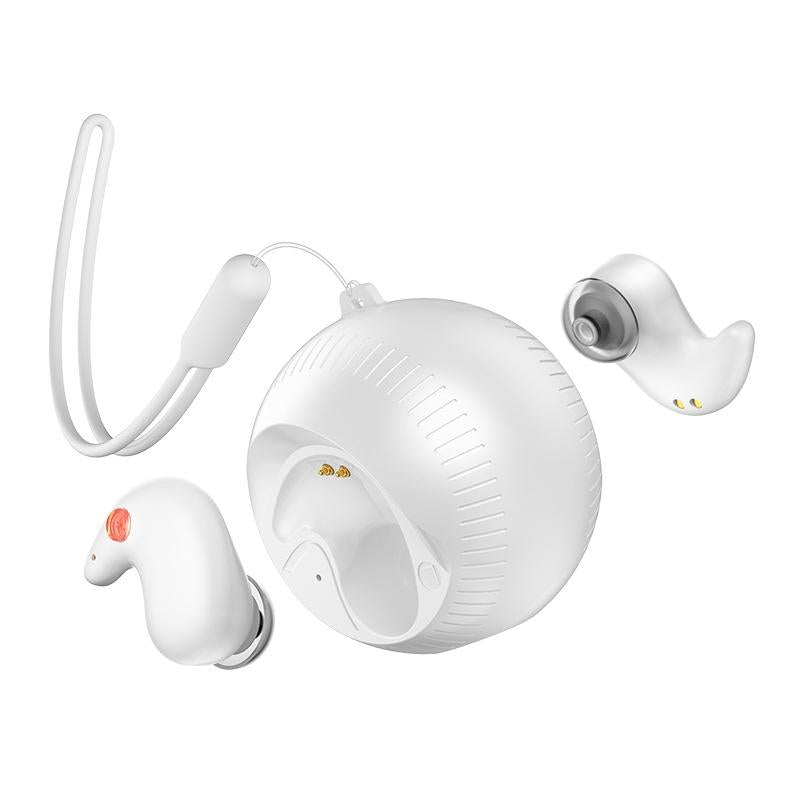 V562-B1090694060DBT-202505261716-00 Coconut Ball Bluetooth Earphones with Charging Case - White - Image 1