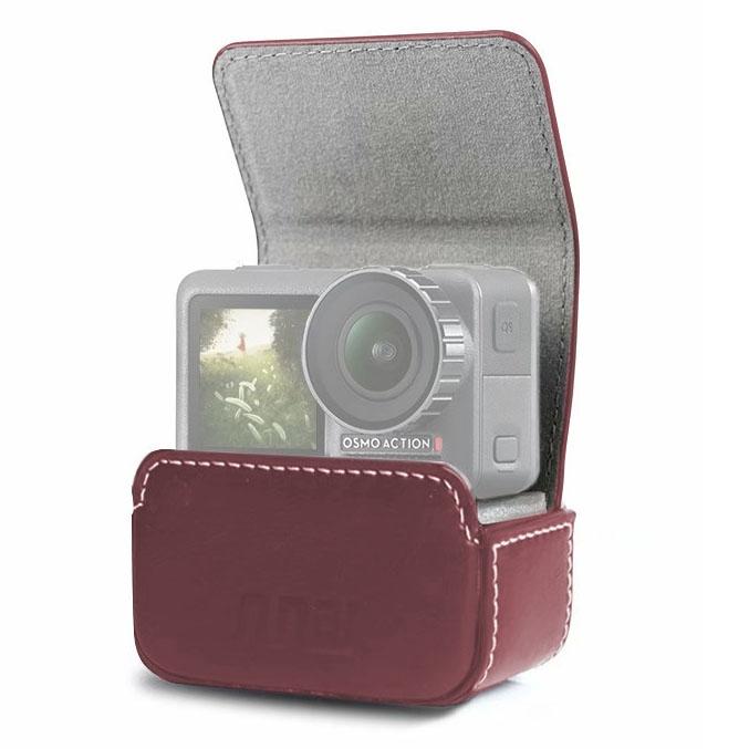 V562-B10918300AYS-220231-00 Waterproof Mini Leather Case for Dji Action Gopro Sjcam Xiaomi Mi Jia - Storage Box - Coffee - Image 1