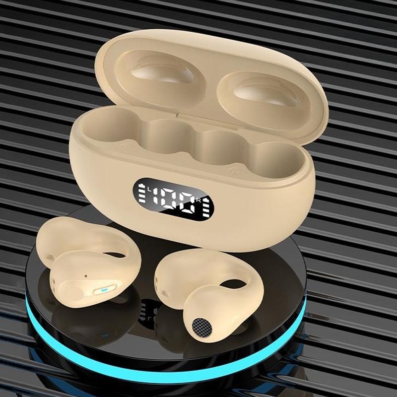 V562-B1098693060DBT-202505261847-00 Wireless Noise-cancelling Bluetooth Earbuds with Led Display - Khaki - Image 1