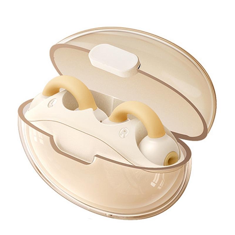 V562-B1099634060DBT-202505222005-00 Wireless Bluetooth Earphone - Transparent Ear Clip - Ows Sports - Beige - Image 1