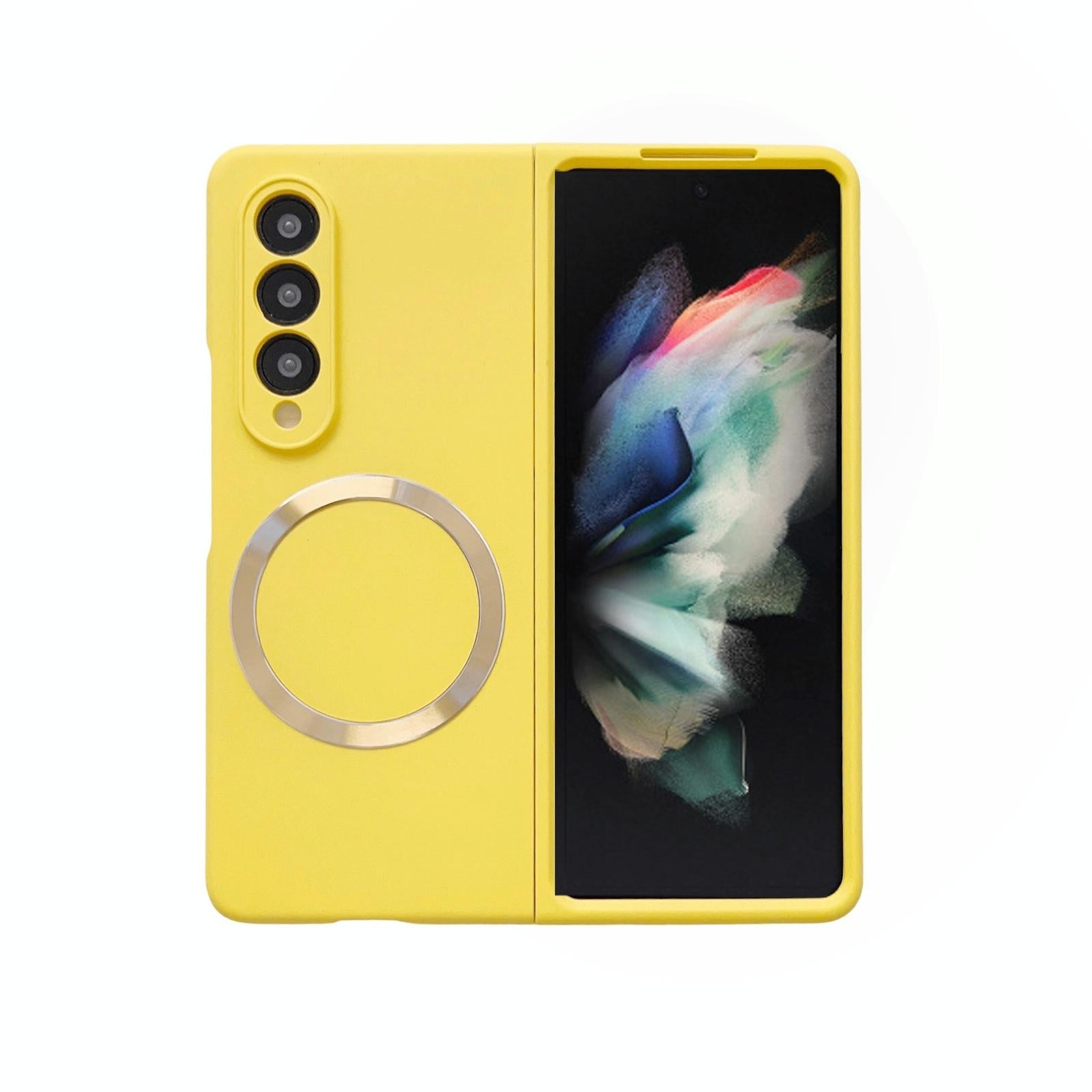 V562-B202670400ADE-202505291307-00 For Samsung Galaxy Z Fold4 5G Magnetic Skin Case - Magsafe - Yellow - Image 1
