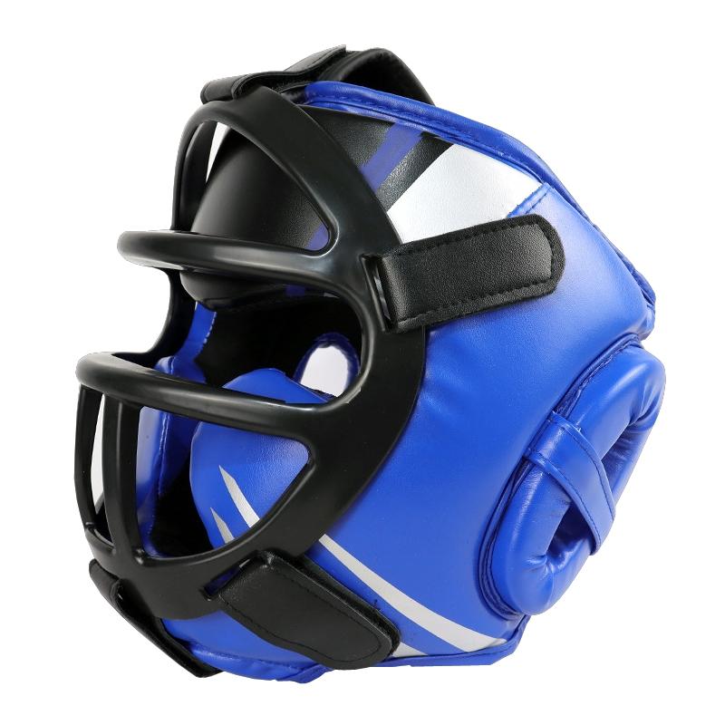 V562-B3020974060DBT-202503072125-00 Competition Sparring Boxing Helmet For Head Protection - Blue With Mask - L - Image 1