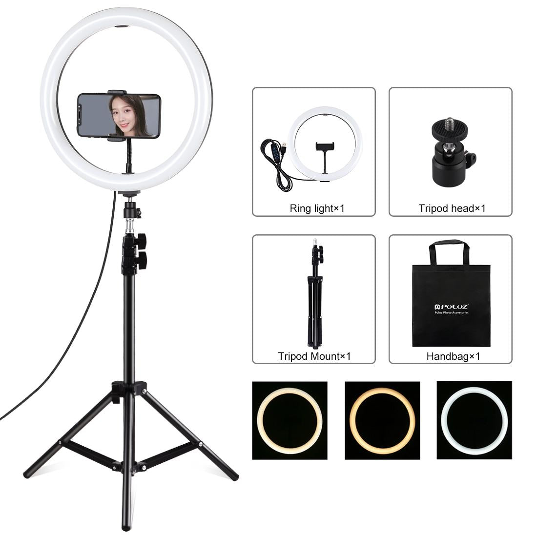 V562-B3603TKP-202503062130-00 11.8 Led Ring Light with Tripod and Phone Clamp - 3 Modes Dual Colour Temperature Dimmable - Perfect for Vlogging and Live Streaming - Image 1