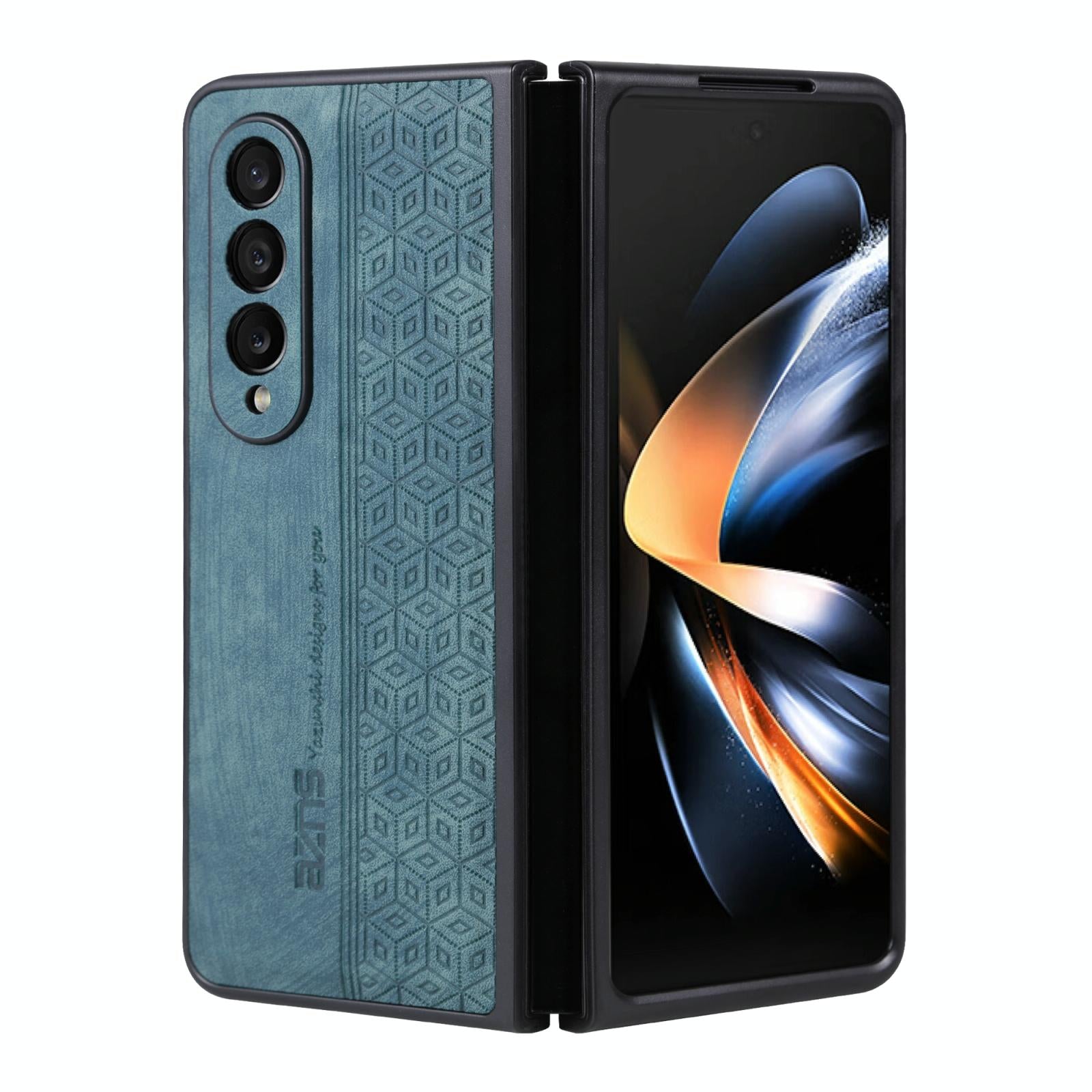 V562-B919067300ADE-202504292042-00 For Samsung Galaxy z Fold4 5G Embossed 3d Skin Texture Phone Case - Sleek Design - Dark Green - Image 1