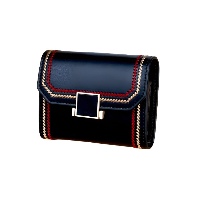 V562-B9510BCC-202504021921-00 Snap Button Rfid Leather Wallet - Compact Design - Black - Image 1