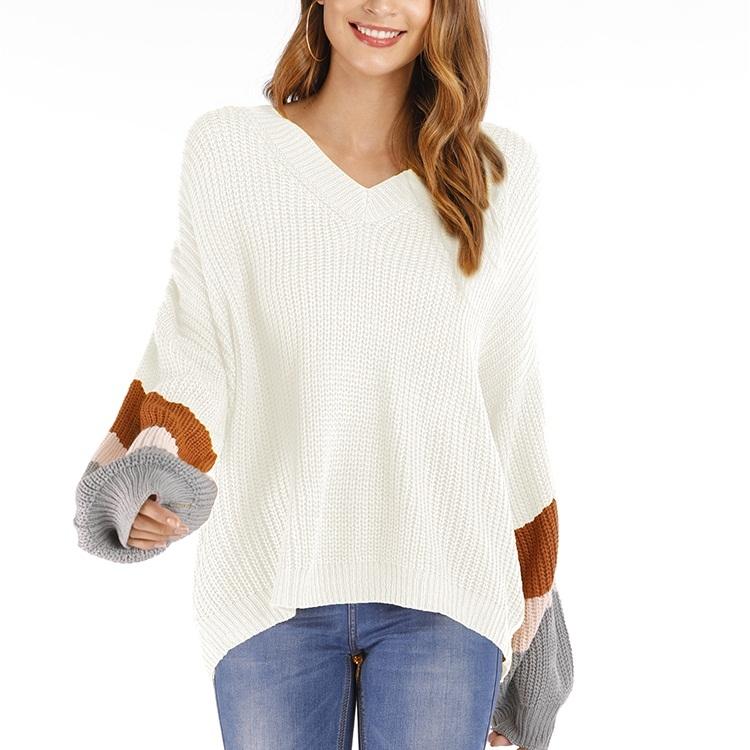 V562-BA81490722YZ-202505261910-00 Fashion Casual V-Neck Sweater - White M - Image 1