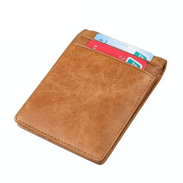 V562-BY6866BCC-202504021915-00 Anti-magnetic Leather Rfid Wallet - Sleek & Secure - Yellowish-Brown - Image 1