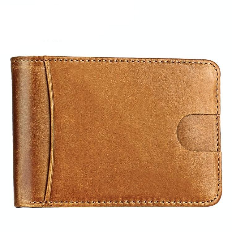 V562-BY7165BCC-202504021916-00 Leather Rfid Billfold Wallet - Mini Size - Yellowish-Brown - Image 1