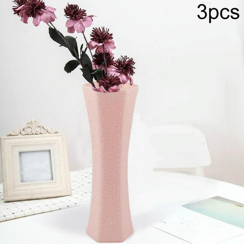 V562-C100715940DBT-202503041631-00 3-piece Plastic Hydroponic Vase Set for Creative Home Decor - Pink - Image 1