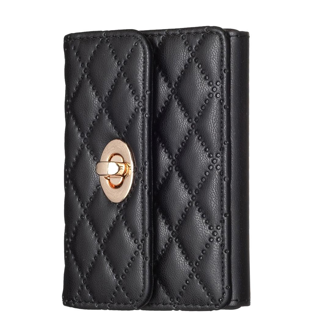 V562-C101439400ADE-202503281906-00 Horizontal Card Bag Mobile Phone Back Sticker With Metal Buckle - Black - Image 1