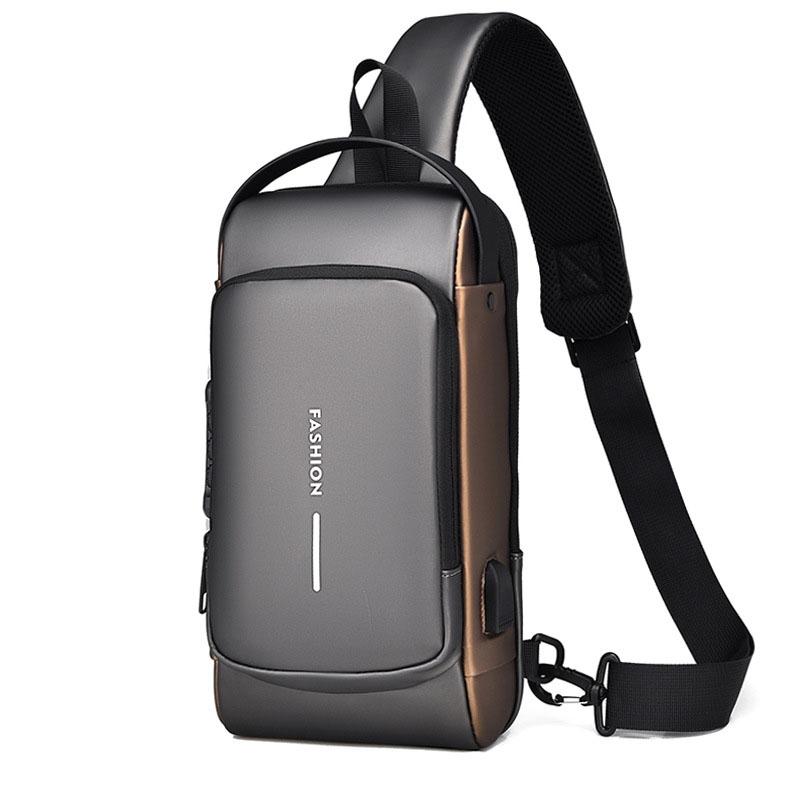 V562-C1016134060DBT-202505191518-00 Waterproof Usb Crossbody Backpack For Sports - Gray Gold - Image 1