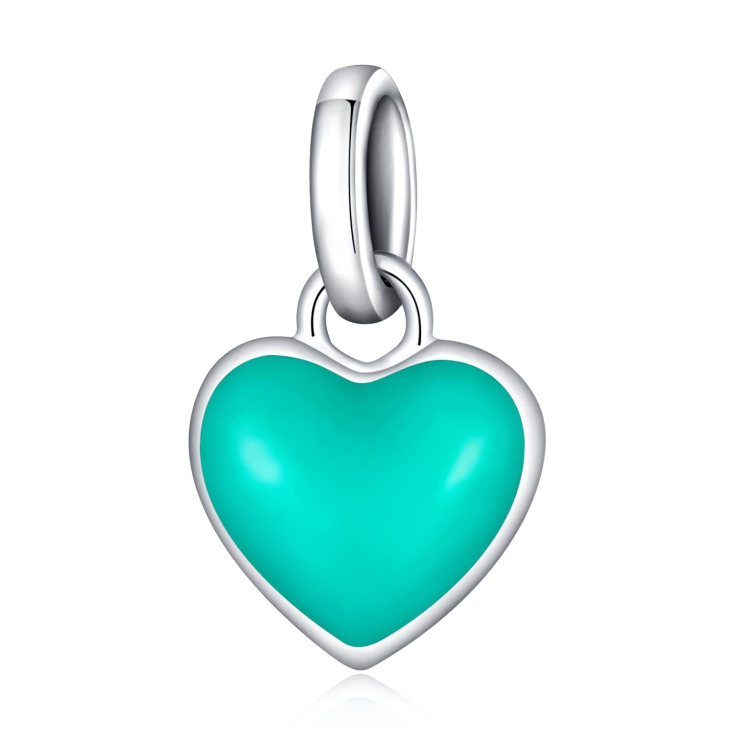 V562-C102729200ADE-202504111926-00 925 Sterling Silver Heart Pendant For Diy Bracelets & Necklaces - Green - Image 1