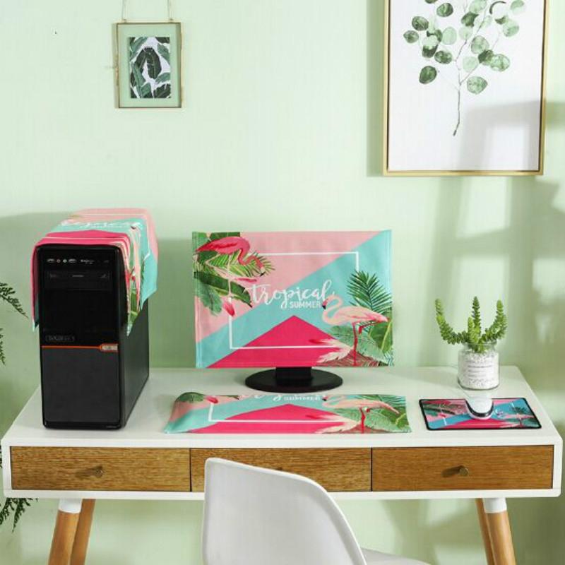 V562-C1036393110DBT-202503031735-00 Universal 3-in-1 Desktop Pc Dust Cover - Fits 17-19 Inch - Fascinating Flamingo - Image 1