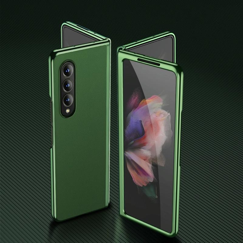 V562-C103652300ADE-202505291322-00 For Samsung Galaxy Z Fold4 5G Leather Plated Phone Cover - Green - Image 1
