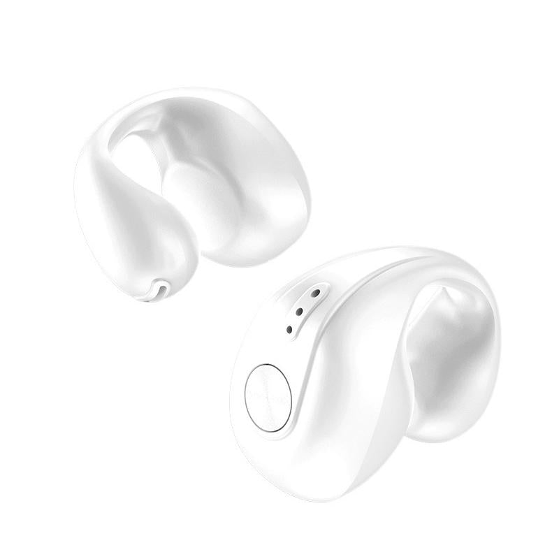 V562-C1038383060DBT-202505222046-00 Wireless Dual Ear Bone Conduction Bluetooth Earphones - Mini Sport Clip - White - Image 1