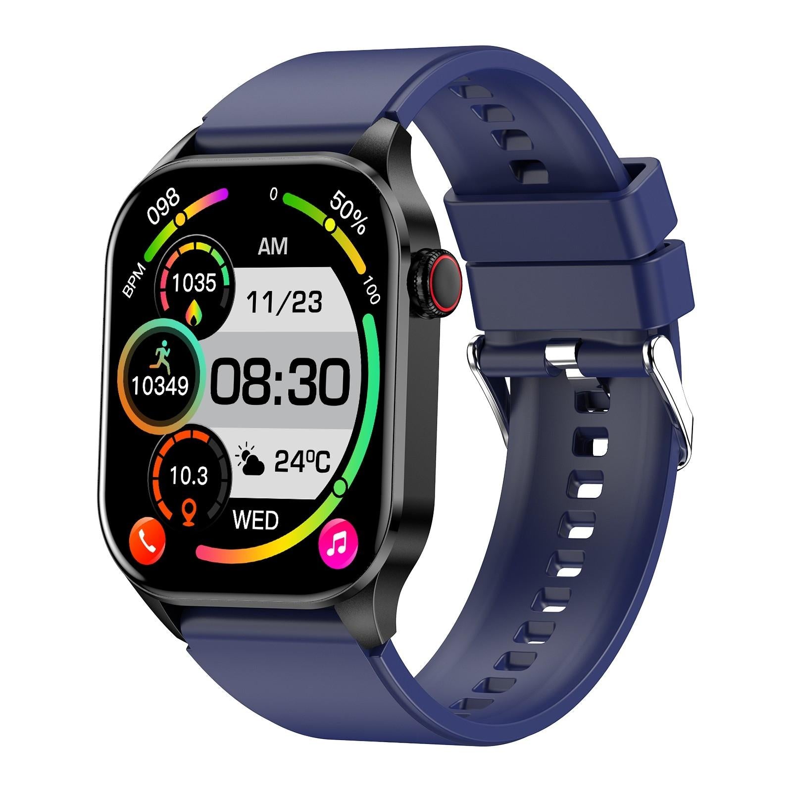 V562-C104582600ADE-202504252031-00 Waterproof Smart Watch With Bluetooth And Blood Oxygen Monitoring - Ip68 - Blue - Image 1
