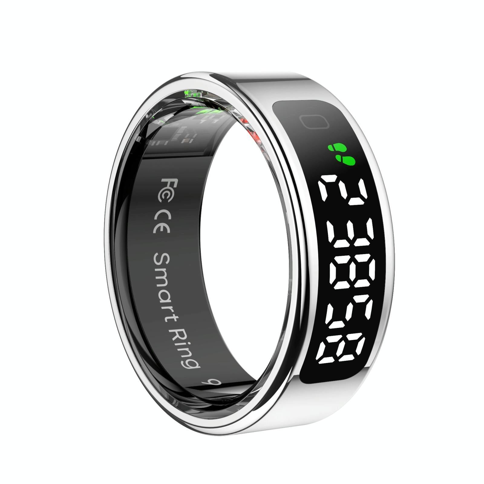 V562-C105308200AYS-202504281912-00 Smart Ring Heart Rate Blood Oxygen Sleep Sports Size 9 - Silver - Image 1